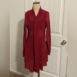 Red knit cardigan